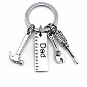 Pop Keychain with Ruler Hammer Wrench Screwdriver Gifts for Dad